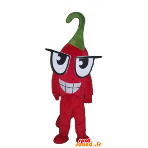 Mascot e pimenta vermelha gigante engraçado com grandes olhos - MASFR24214 - Mascot vegetal