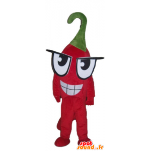 Mascotte de piment rouge géant et rigolo avec de grands yeux - MASFR24214 - Mascotte de légumes
