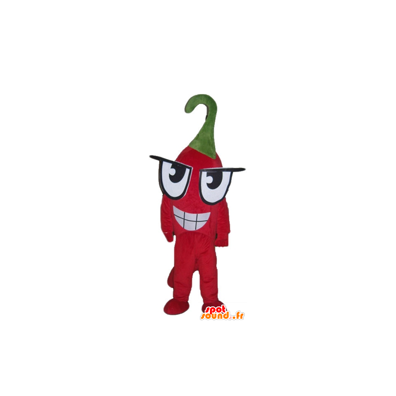 Mascotte de piment rouge géant et rigolo avec de grands yeux - MASFR24214 - Mascotte de légumes