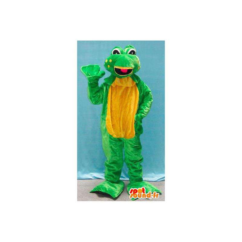 Groen en geel kikker mascotte. Frog Suit - MASFR006639 - Kikker Mascot