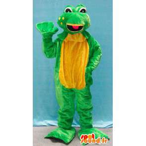 Mascot rana verde y amarillo. Traje de la rana - MASFR006639 - Rana de mascotas