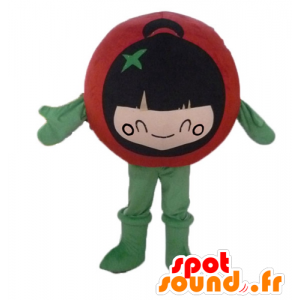 Maskotti jättiläinen punainen tomaatti, koko kierroksen ja söpö - MASFR24217 - hedelmä Mascot
