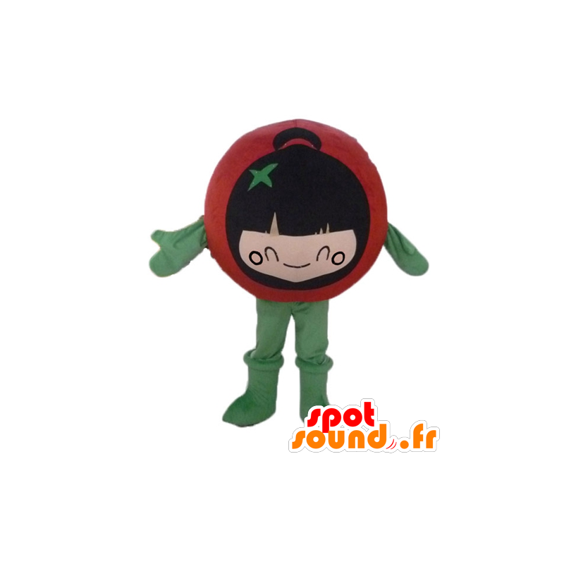 Mascot tomate gigante roja, toda redonda y lindo - MASFR24217 - Mascota de la fruta