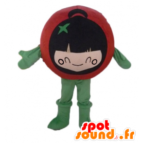 Mascotte de tomate rouge géante, toute ronde et mignonne - MASFR24217 - Mascotte de fruits