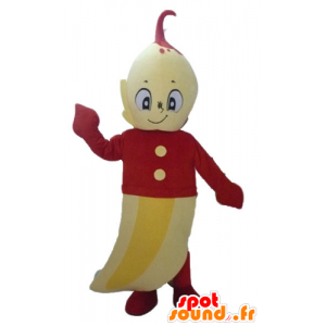 Banana gialla mascotte, gigante, con un vestito rosso - MASFR24218 - Mascotte di frutta