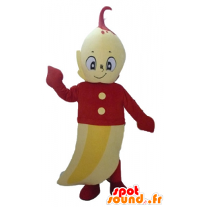 Gele banaan mascotte, een reus met een rode jurk - MASFR24218 - fruit Mascot