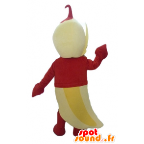 Gele banaan mascotte, een reus met een rode jurk - MASFR24218 - fruit Mascot