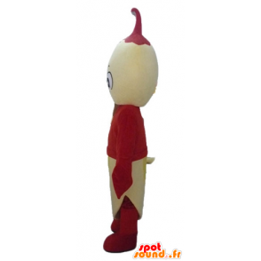 Banana gialla mascotte, gigante, con un vestito rosso - MASFR24218 - Mascotte di frutta