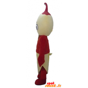 Mascote banana amarela, um gigante com um vestido vermelho - MASFR24218 - frutas Mascot