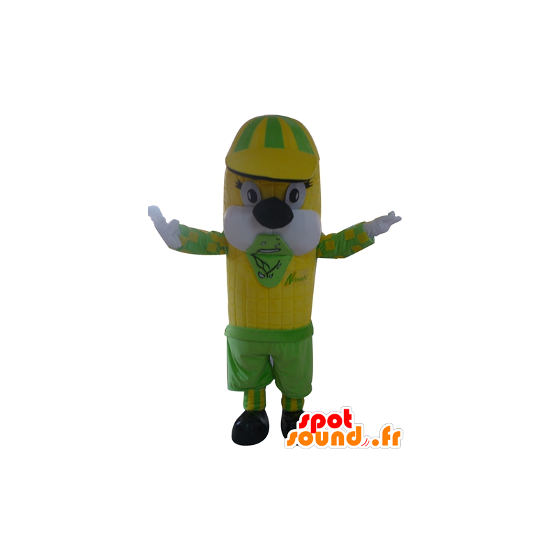 Mascota de la mazorca gigante maíz amarillo y verde - MASFR24221 - Mascota de alimentos