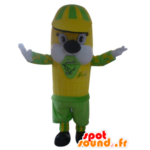 Cob mascot yellow and green corn giant - MASFR24221 - Food mascot