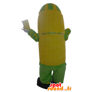 Cob mascotte gigante giallo e verde di mais - MASFR24221 - Mascotte di cibo