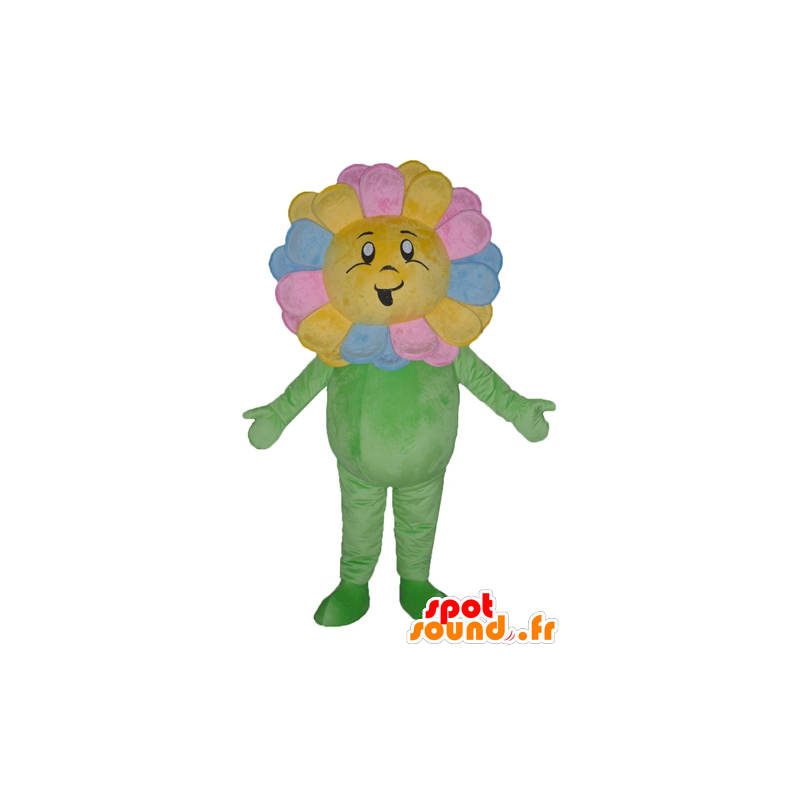 Mascot grazioso fiore multicolore, gigante, sorridente - MASFR24222 - Mascotte di piante