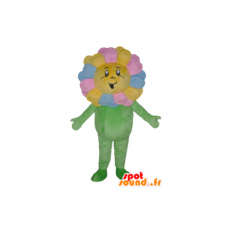 Mascotte mooie veelkleurige bloem, reus, glimlachend - MASFR24222 - mascottes planten
