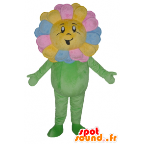 Mascot grazioso fiore multicolore, gigante, sorridente - MASFR24222 - Mascotte di piante