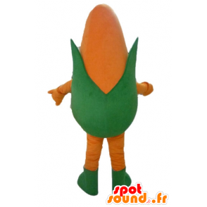 Cob corn giant mascot, orange and green, smiling - MASFR24223 - Food mascot