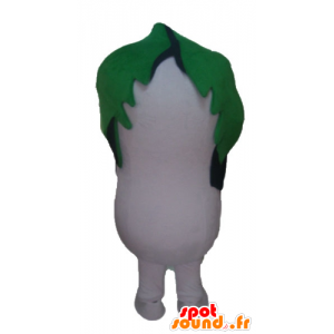 Mascote rabanete branco de Dudhi com uma folha sobre sua cabeça - MASFR24224 - plantas mascotes