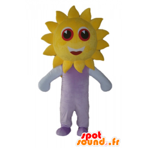 Maskot stor gul sol, søt og smilende - MASFR24227 - Ikke-klassifiserte Mascots