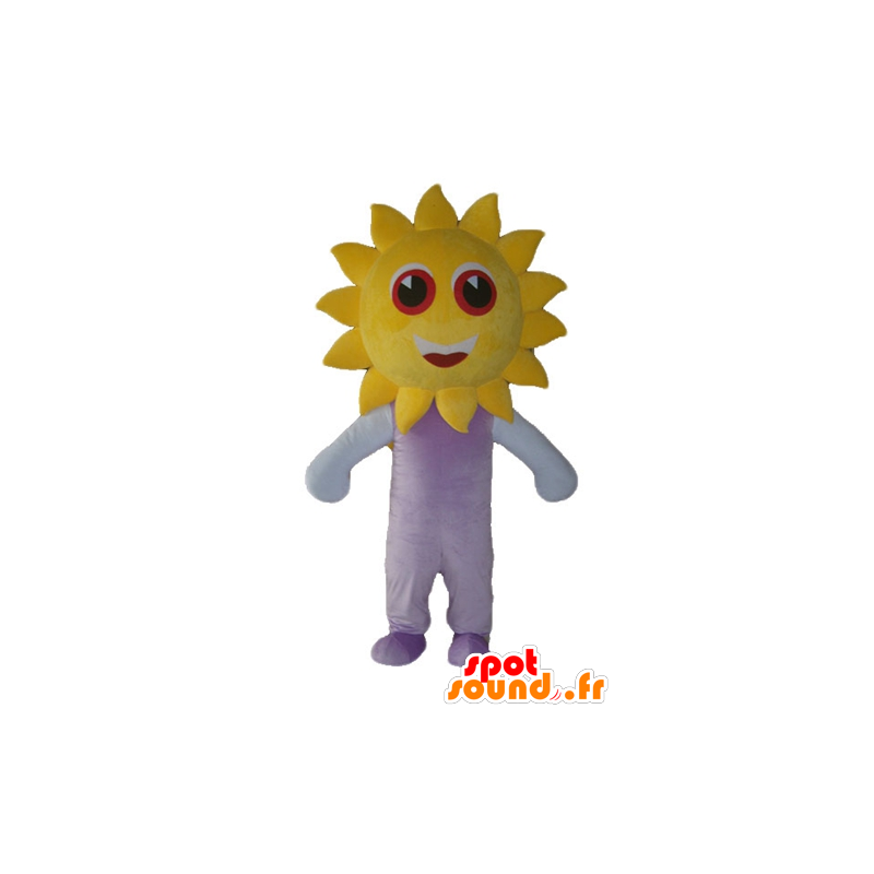 Mascot sol amarelo grande, bonito e sorrindo - MASFR24227 - Mascotes não classificados