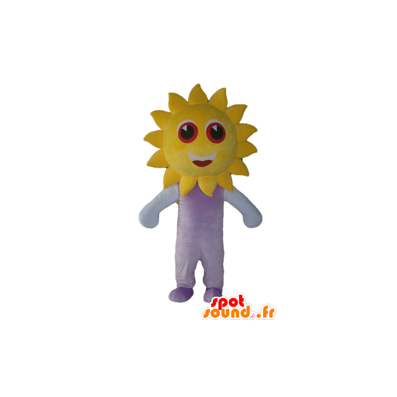 Mascotte de grand soleil jaune, mignon et souriant - MASFR24227 - Mascottes non-classées