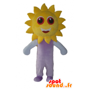 Mascotte grote gele zon, schattig en glimlachen - MASFR24227 - Niet-ingedeelde Mascottes