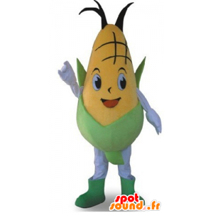 Cob mascot green and yellow corn giant - MASFR24229 - Food mascot