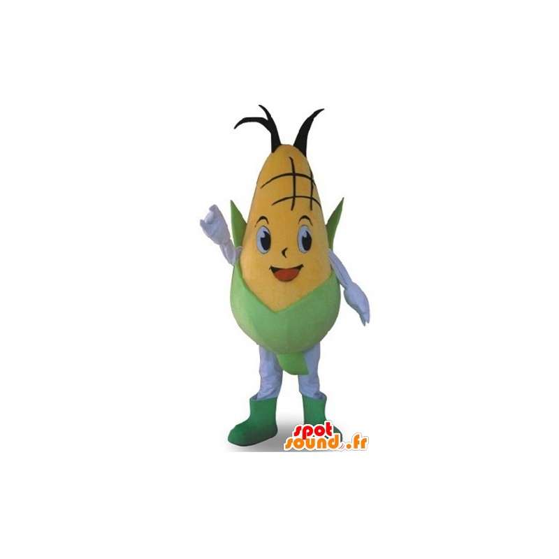 Cob mascot green and yellow corn giant - MASFR24229 - Food mascot