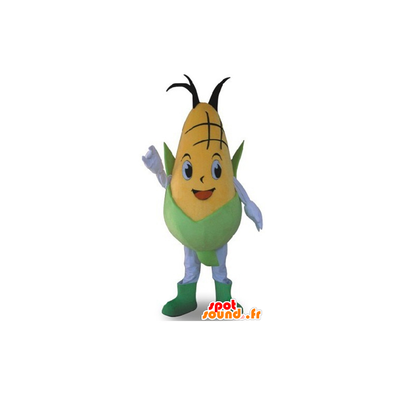 Mascota de la mazorca de maíz gigante verde y amarillo - MASFR24229 - Mascota de alimentos