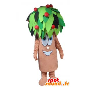 Boom Mascot, kersen, bruin, groen en rood - MASFR24232 - mascottes planten