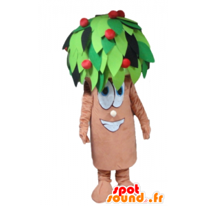 Mascotte d'arbre, de cerisier, marron, vert et rouge - MASFR24232 - Mascottes de plantes