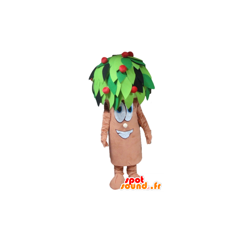 Boom Mascot, kersen, bruin, groen en rood - MASFR24232 - mascottes planten