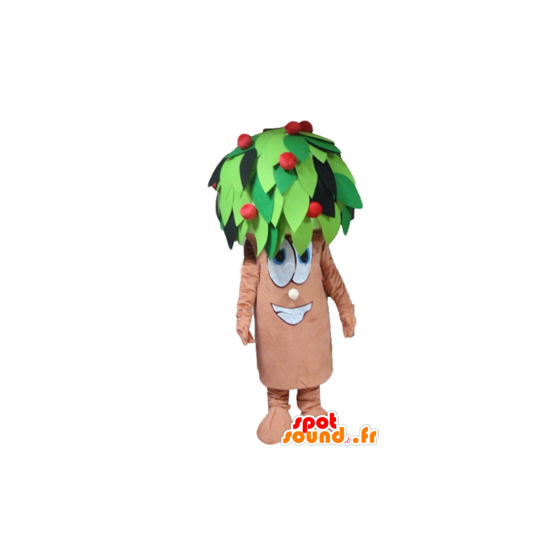 Maskotræ, kirsebær, brun, grøn og rød - Spotsound maskot kostume