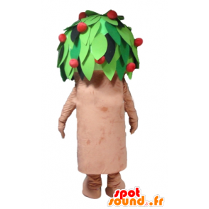 Maskotræ, kirsebær, brun, grøn og rød - Spotsound maskot kostume