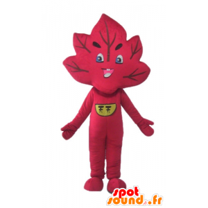 Maskot rødt blad, kæmpe og smilende - Spotsound maskot kostume