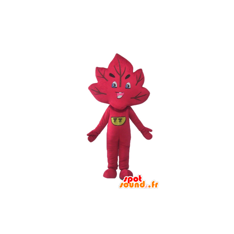 Mascot red leaf, giant and smiling - MASFR24234 - Mascots of plants