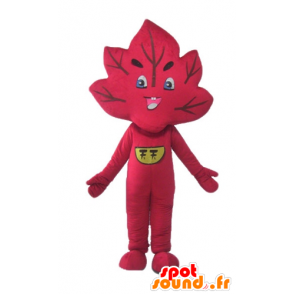 Mascotte de feuille rouge, géante et souriante - MASFR24234 - Mascottes de plantes