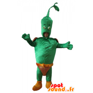 Jättegrön grönsaksmaskot, med en brun slip - Spotsound maskot