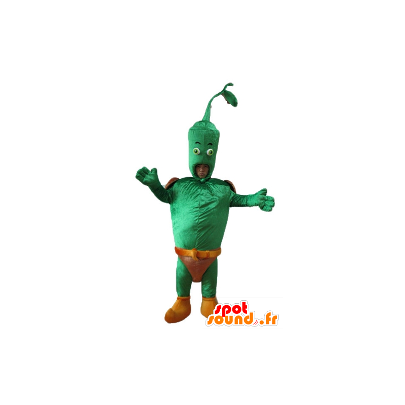 茶色のスリップが付いた巨大な緑の野菜のマスコット-MASFR24235-野菜のマスコット