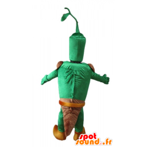 Mascot gigante vegetal verde, com um deslizamento marrom - MASFR24235 - Mascot vegetal