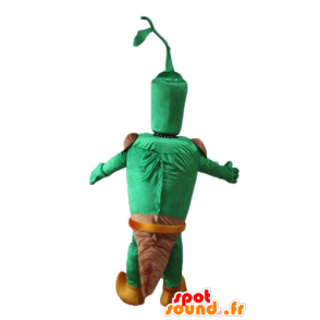 Jättegrön grönsaksmaskot, med en brun slip - Spotsound maskot