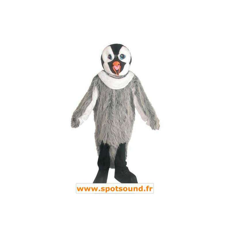 Mascotte de pingouin gris, noir et blanc - MASFR006644 - Mascottes Pingouin