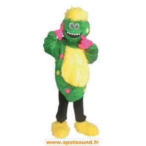 Funny mascot monster, green and yellow - MASFR006645 - Monsters mascots
