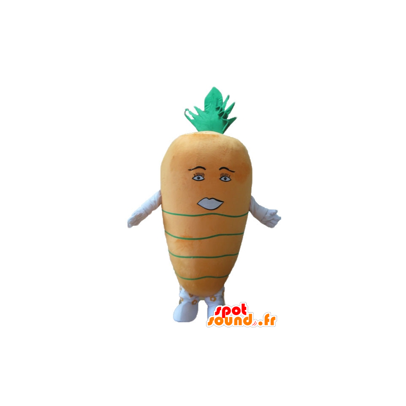 Mascot oranje en groene wortel, reuze - MASFR24240 - Vegetable Mascot