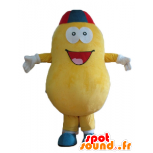 Apple mascot yellow earth, giant and smiling - MASFR24245 - Fruit mascot