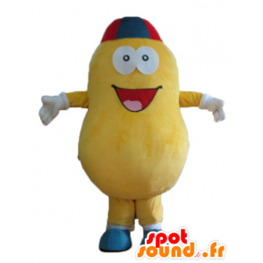 Apple mascot yellow earth, giant and smiling - MASFR24245 - Fruit mascot