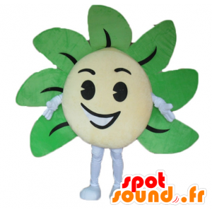 Amarelo e verde flor mascote, gigante e sorrindo - MASFR24246 - plantas mascotes