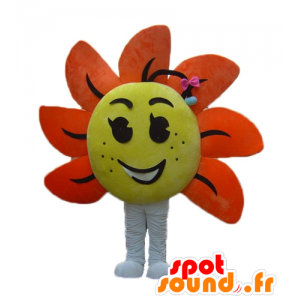 Mascot gigantische bloem, geel en oranje - MASFR24248 - mascottes planten