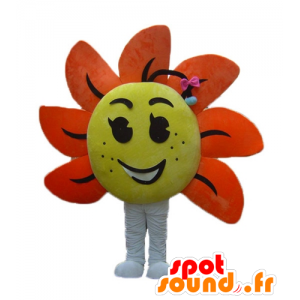 巨大な花のマスコット、黄色とオレンジ-MASFR24248-植物のマスコット