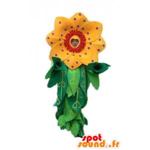 Mascot bel fiore giallo e rosso con foglie - MASFR24249 - Mascotte di piante