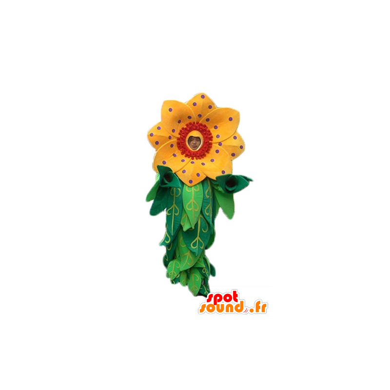 Maskot krásný žlutý a červený květ s listy - MASFR24249 - Maskoti rostliny